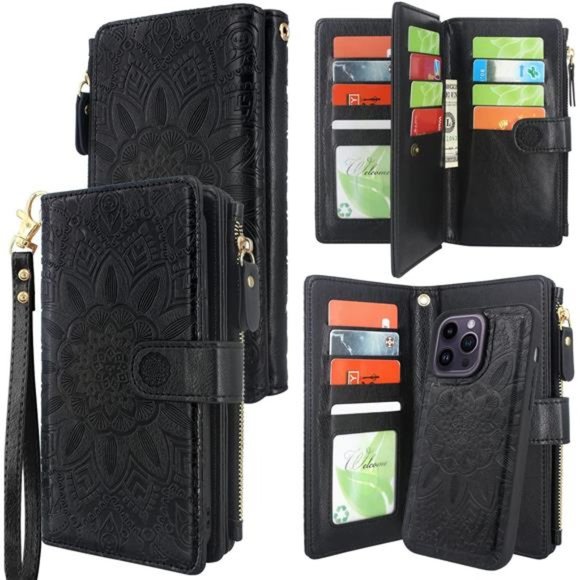 For iPhone 14 Pro Max 6.7in 5G 2022 Durable PU Leather Wallet Case with Strap - Picture 1 of 6